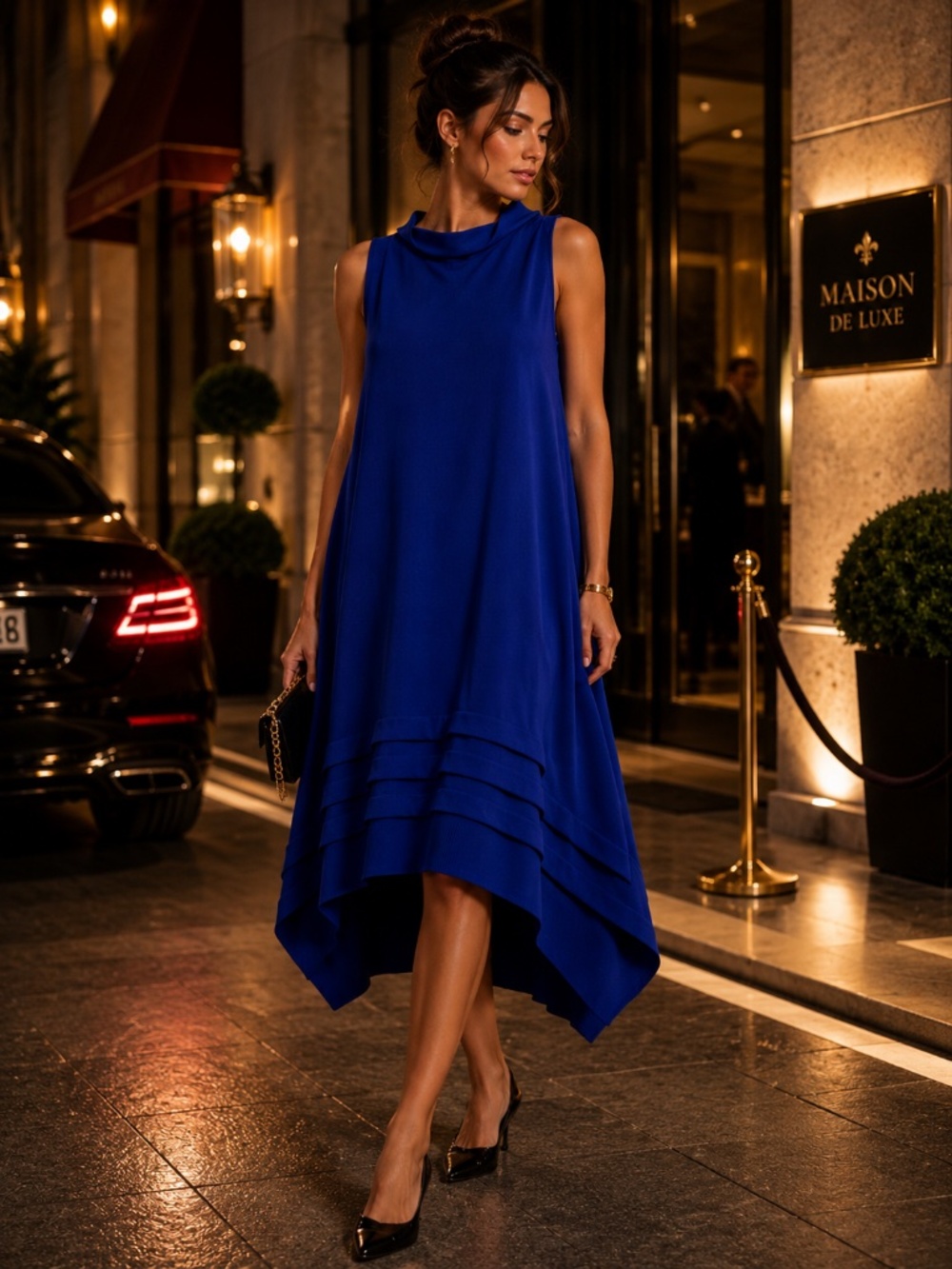 Pier Antonio Gaspari long sleeveless dark blue dress Size IT42
